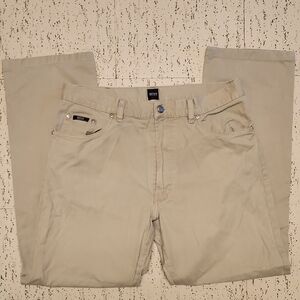 Hugo Boss Beige Tan Montana Straight Leg Cotton Dress Jeans Vintage Y2K